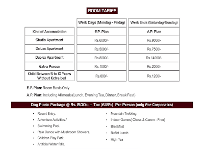 tariff of mohili meadows resort karjat